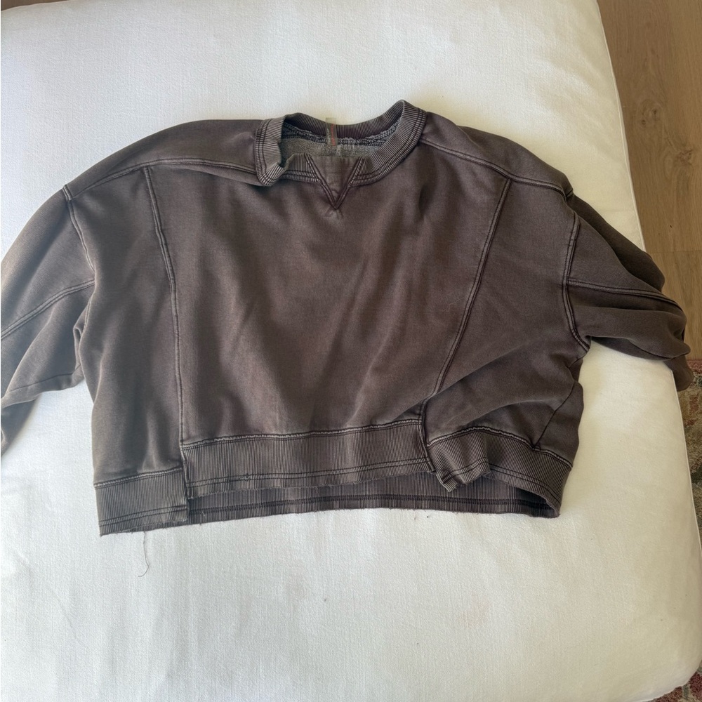 FP movement Cropped Brown Crewneck Sweatshirt